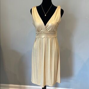 Elegant Creamy gold Sleeveless sexy  Dress